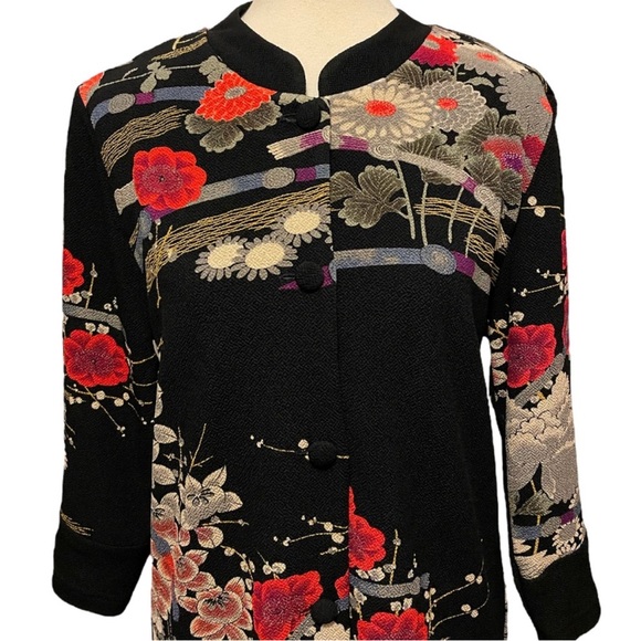 Draper’s & Damon’s Mandarin Floral Asian Garden Duster Coat Jacket Medium NWOT - Picture 11 of 14